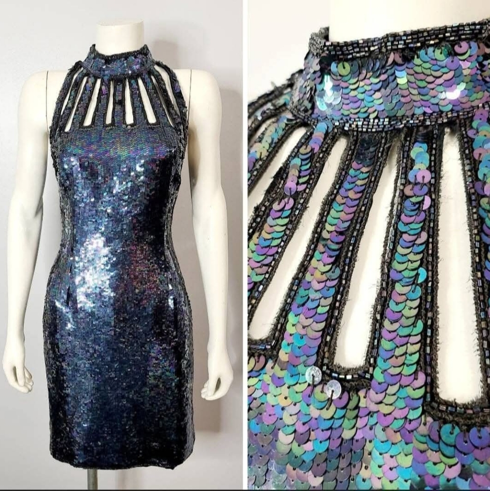 Vintage 1960s Sequined SEXY Dress With Cut Outs